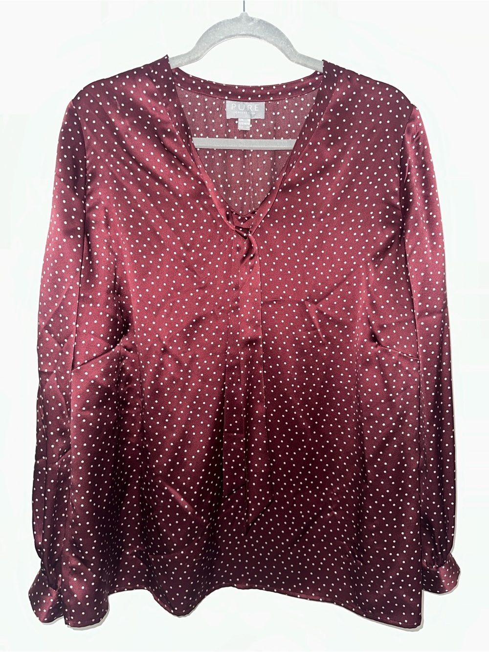 Pure Collection Burgundy Polka Dot Long-Sleeve Blouse